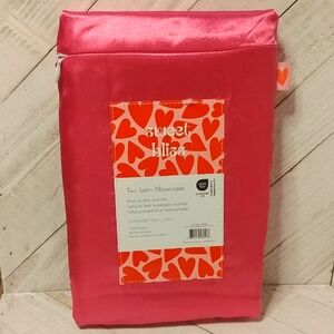 NEW Sweet Bliss Set of 2 Pink Satin Pillowcases